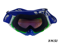 Очки мотокросс 100% XD3-28 коробка цв. оправы Зеленый-белый цв. стекла Синий матовый