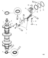 Коленвал, поршни и шатуны 4-Х ТАКТНОГО ПЛМ MERCURY 50 Серийный номер от 0T409000 до 1B344306